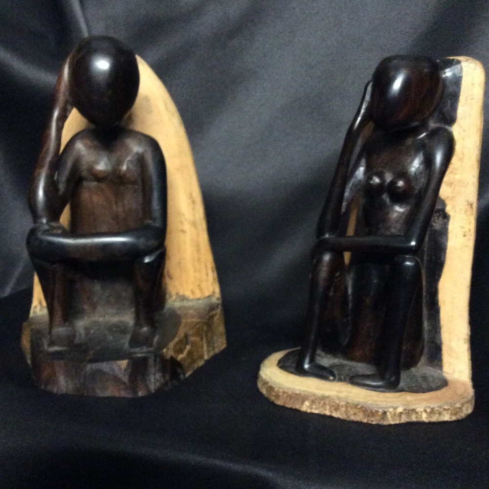 Hand carved Couple Bookends.